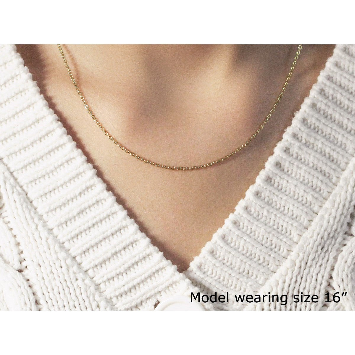 18k Yellow Gold Round Cable Link Chain 1.5mm by Bids.com
