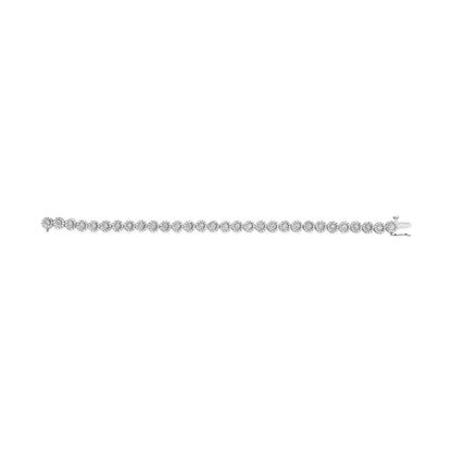 14K White Gold 2.00 Cttw Diamond Halo Link Tennis Bracelet (H-I Color, I1-I2 Clarity) - 7" Inches by Bids.com