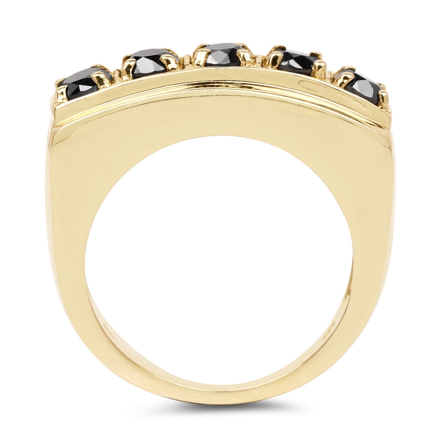 14K Yellow Gold Plated 1.25 Carat Genuine Black Diamond .925 Sterling Silver Ring by Bids.com