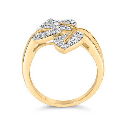 10k Yellow and White Gold 1/2 Cttw Baguette and Round Diamond Bypass Triple Leaf Ring (I-J Color, I1-I2 Clarity) - Size 7 by Bids.com