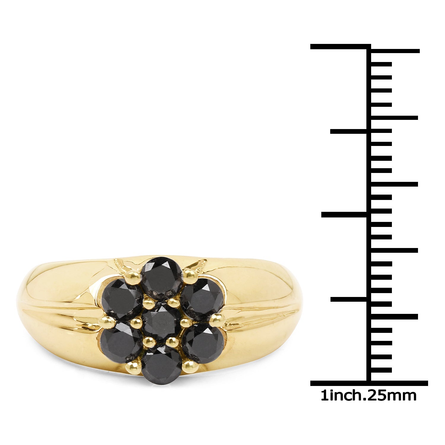 14K Yellow Gold Plated 0.91 Carat Genuine Black Diamond .925 Sterling Silver Ring by Bids.com