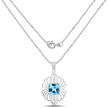 8.18 Carat Genuine Swiss Blue Topaz .925 Sterling Silver Pendant by Bids.com