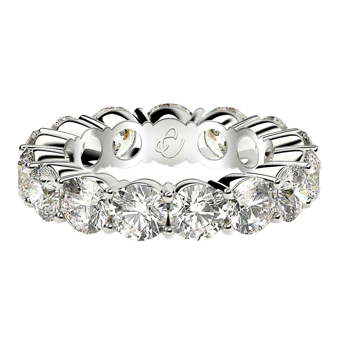 Round Cut Lab Grown Diamond Eternity Ring in 14k White Gold (5 cttw FG/VS2)  DestGlow