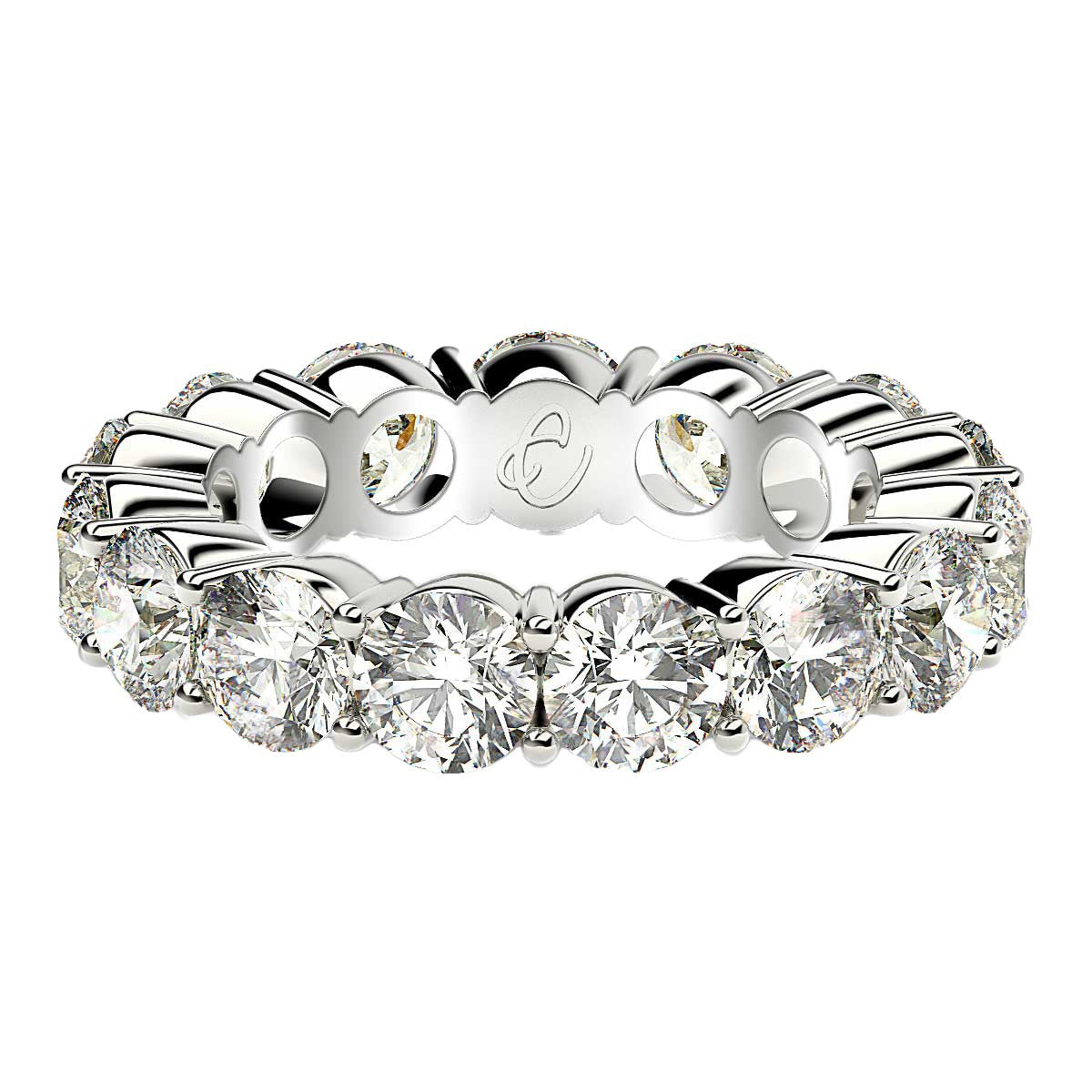 Round Cut Lab Grown Diamond Eternity Ring in 14k White Gold (5 cttw FG/VS2)  DestGlow
