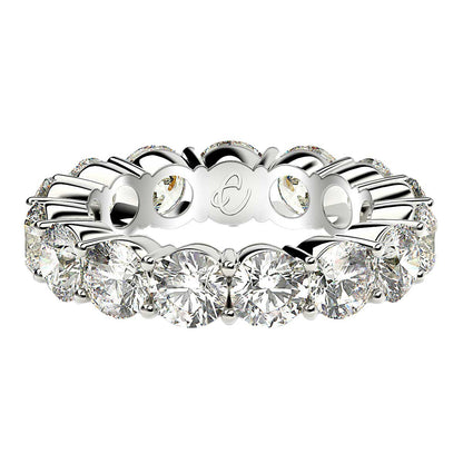 Round Cut Lab Grown Diamond Eternity Ring in 14k White Gold (5 cttw FG/VS2)  DestGlow