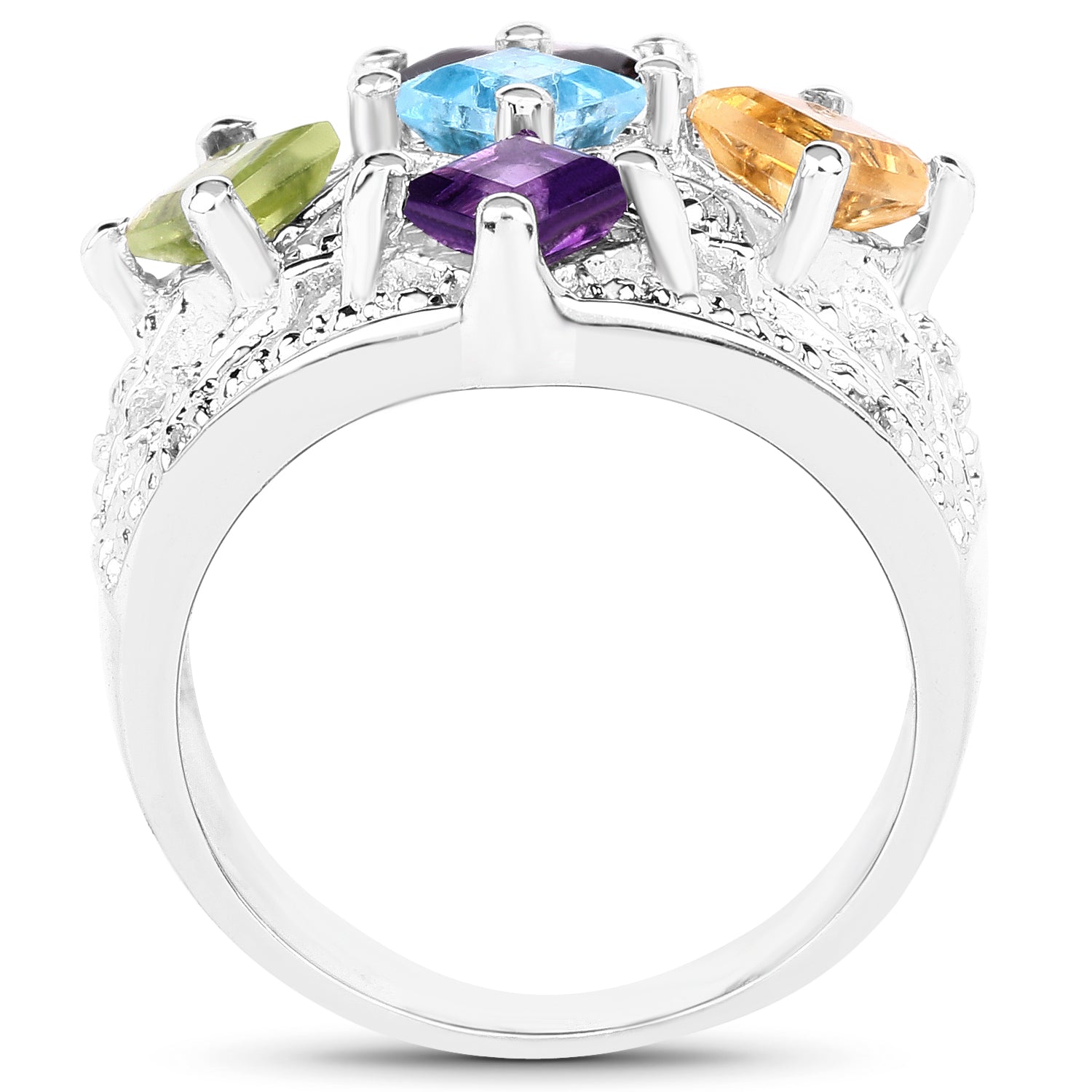 1.67 Carat Genuine Multi Stone .925 Sterling Silver Ring by Bids.com