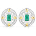 0.69 Carat Genuine Zambian Emerald and White Diamond .925 Sterling Silver Earrings 