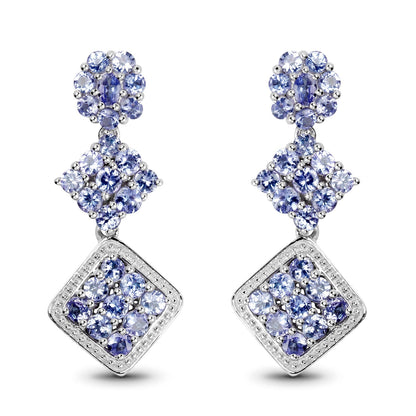 4.92 Carat Genuine Tanzanite .925 Sterling Silver Earrings  DestGlow