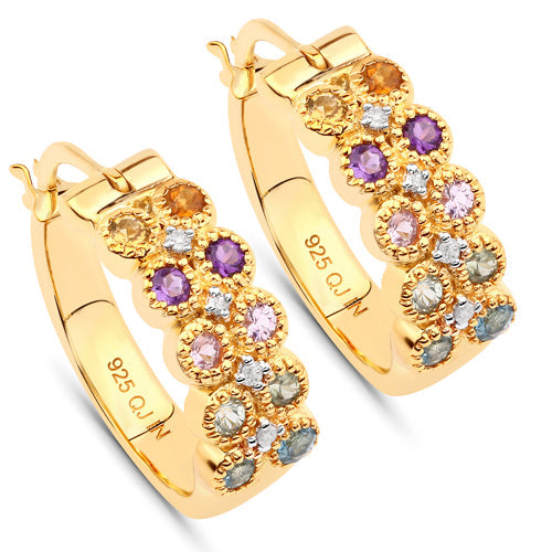 0.76 Carat Genuine Multi Stones .925 Sterling Silver Earrings by Bids.com