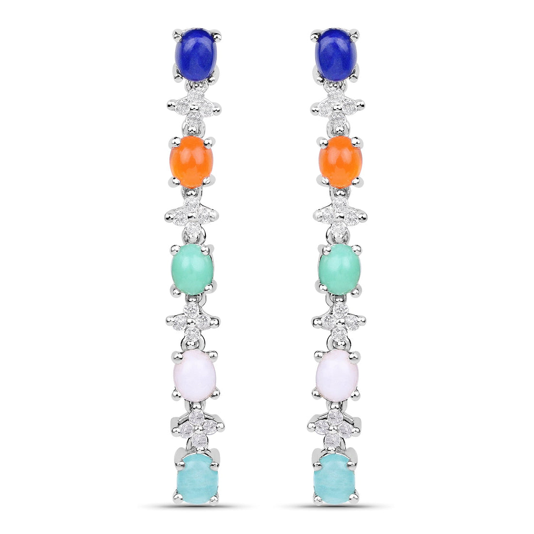 4.40 Carat Genuine Multi Stone .925 Sterling Silver Earrings by Bids.com