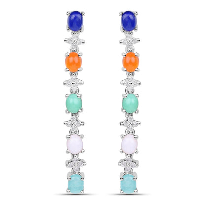 4.40 Carat Genuine Multi Stone .925 Sterling Silver Earrings by Bids.com