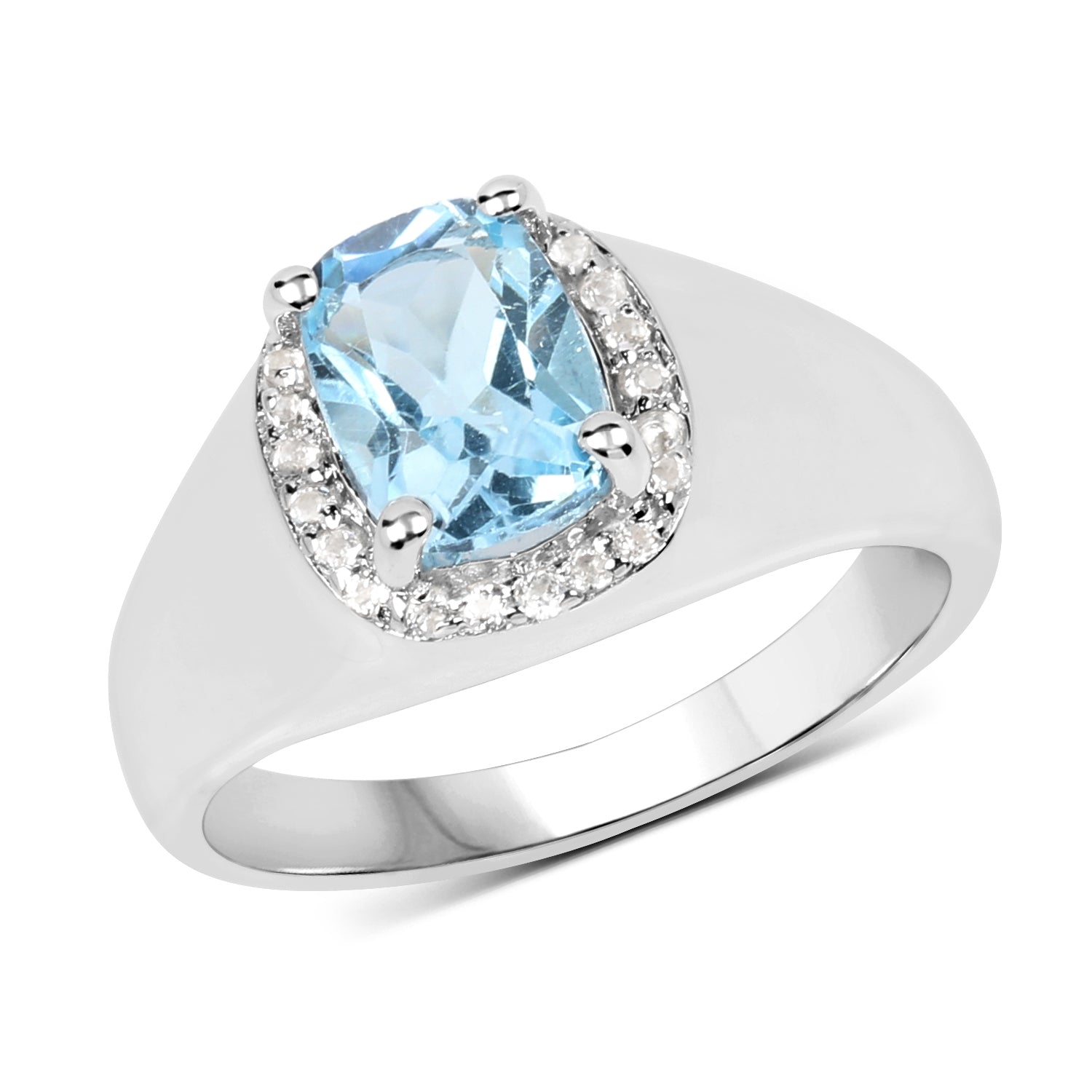 1.62 Carat Genuine Blue Topaz and White Topaz .925 Sterling Silver Ring by Bids.com