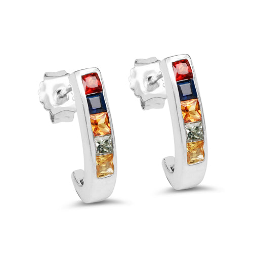 1.52 Carat Genuine Multi Sapphire .925 Sterling Silver Earrings  DestGlow