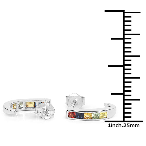 1.52 Carat Genuine Multi Sapphire .925 Sterling Silver Earrings  DestGlow