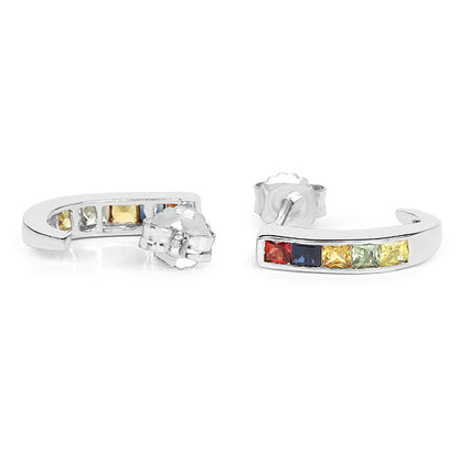 1.52 Carat Genuine Multi Sapphire .925 Sterling Silver Earrings  DestGlow