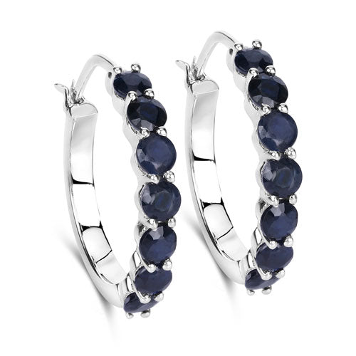 2.66 Carat Genuine Blue Sapphire .925 Sterling Silver Earrings by Bids.com