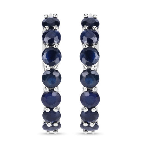 2.66 Carat Genuine Blue Sapphire .925 Sterling Silver Earrings by Bids.com