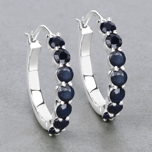2.66 Carat Genuine Blue Sapphire .925 Sterling Silver Earrings by Bids.com