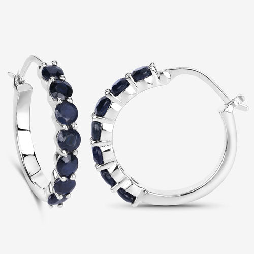 2.66 Carat Genuine Blue Sapphire .925 Sterling Silver Earrings by Bids.com