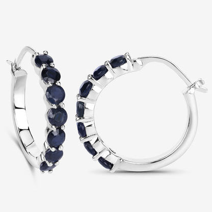 2.66 Carat Genuine Blue Sapphire .925 Sterling Silver Earrings by Bids.com