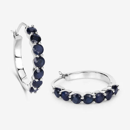 2.66 Carat Genuine Blue Sapphire .925 Sterling Silver Earrings by Bids.com