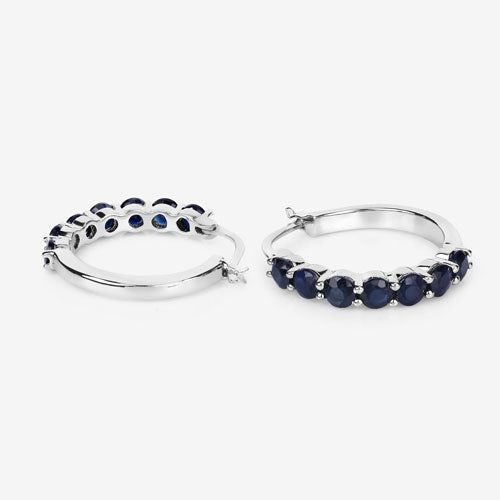 2.66 Carat Genuine Blue Sapphire .925 Sterling Silver Earrings by Bids.com