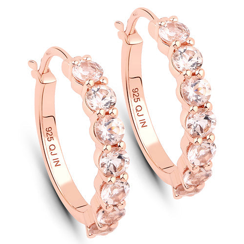 18K Rose Gold Plated 1.68 Carat Genuine Morganite .925 Sterling Silver Earrings by Bids.com