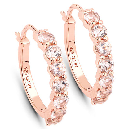 18K Rose Gold Plated 1.68 Carat Genuine Morganite .925 Sterling Silver Earrings by Bids.com