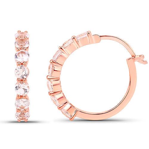 18K Rose Gold Plated 1.68 Carat Genuine Morganite .925 Sterling Silver Earrings by Bids.com