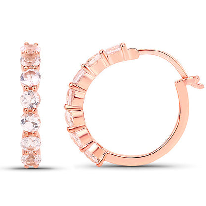 18K Rose Gold Plated 1.68 Carat Genuine Morganite .925 Sterling Silver Earrings by Bids.com