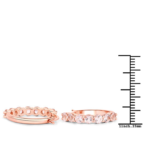 18K Rose Gold Plated 1.68 Carat Genuine Morganite .925 Sterling Silver Earrings by Bids.com
