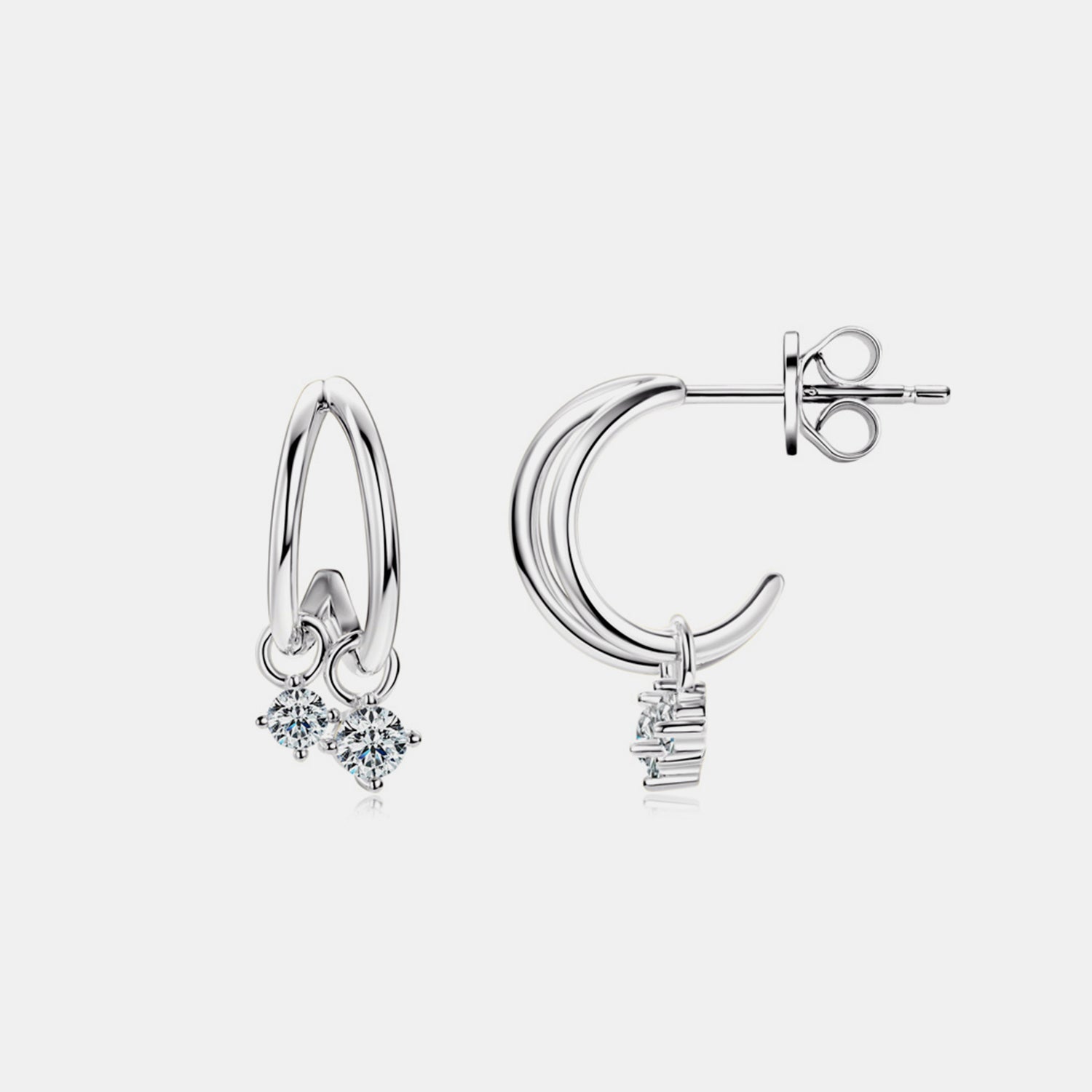 Platinum-Plated Pure Sterling Silver Sparkala™ C-Hoop Earrings by Sparkala