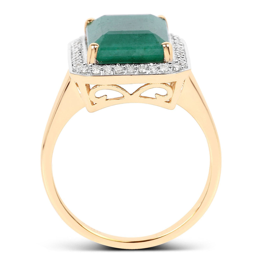 5.71 Carat Dyed Emerald and White Diamond 14K Yellow Gold Ring by Bids.com