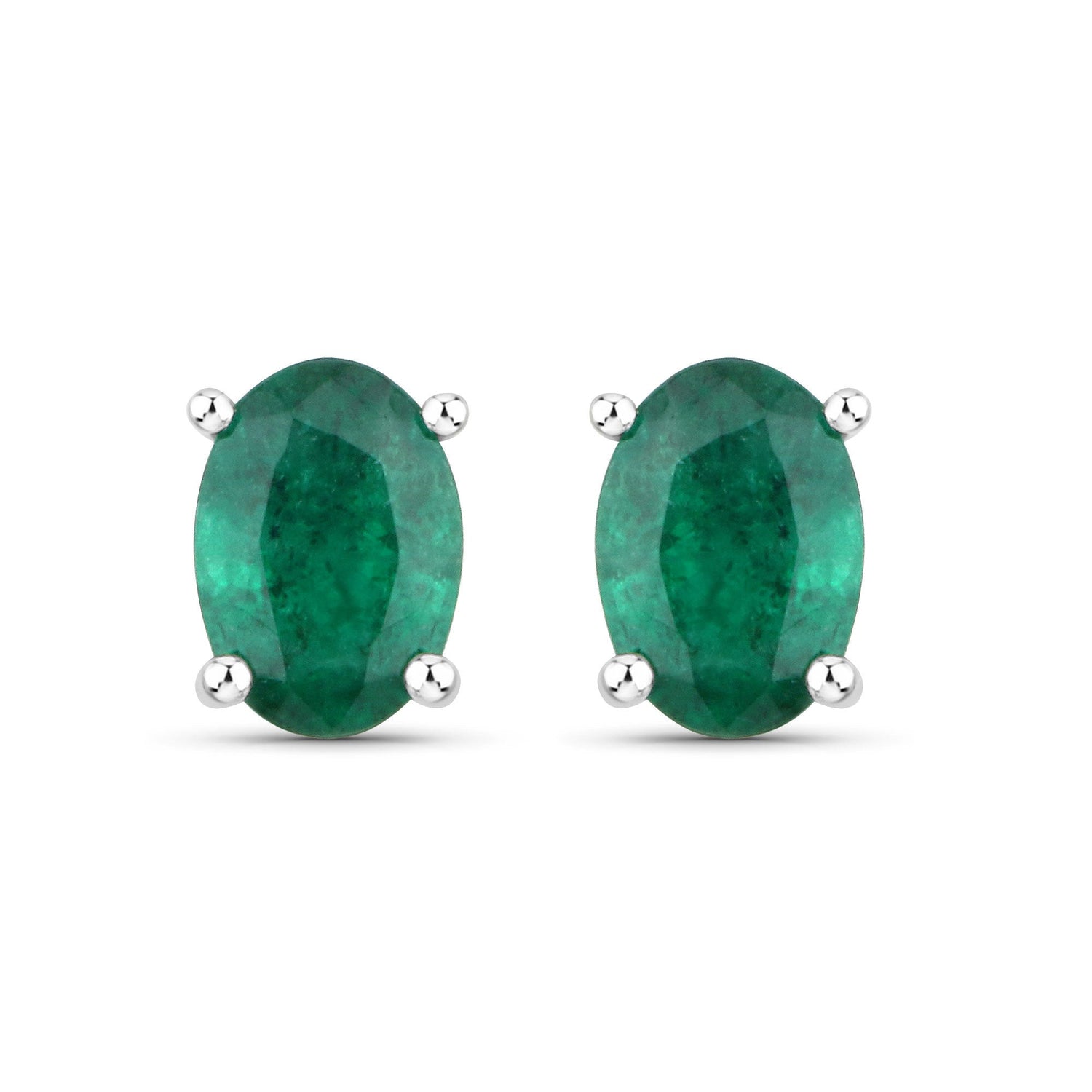 1.44 Carat Genuine Zambian Emerald 14K White Gold Earrings  DestGlow
