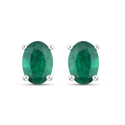 1.44 Carat Genuine Zambian Emerald 14K White Gold Earrings  DestGlow