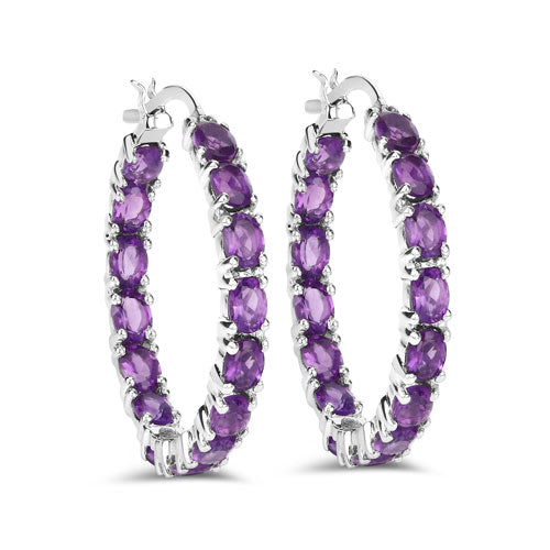 4.80 Carat Genuine Amethyst .925 Sterling Silver Earrings  DestGlow
