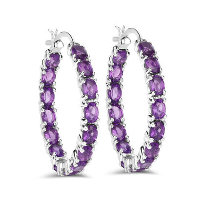 4.80 Carat Genuine Amethyst .925 Sterling Silver Earrings  DestGlow