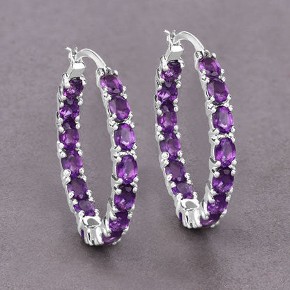 4.80 Carat Genuine Amethyst .925 Sterling Silver Earrings  DestGlow