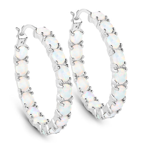 2.05 Carat Genuine Created Opal .925 Sterling Silver Earrings  DestGlow