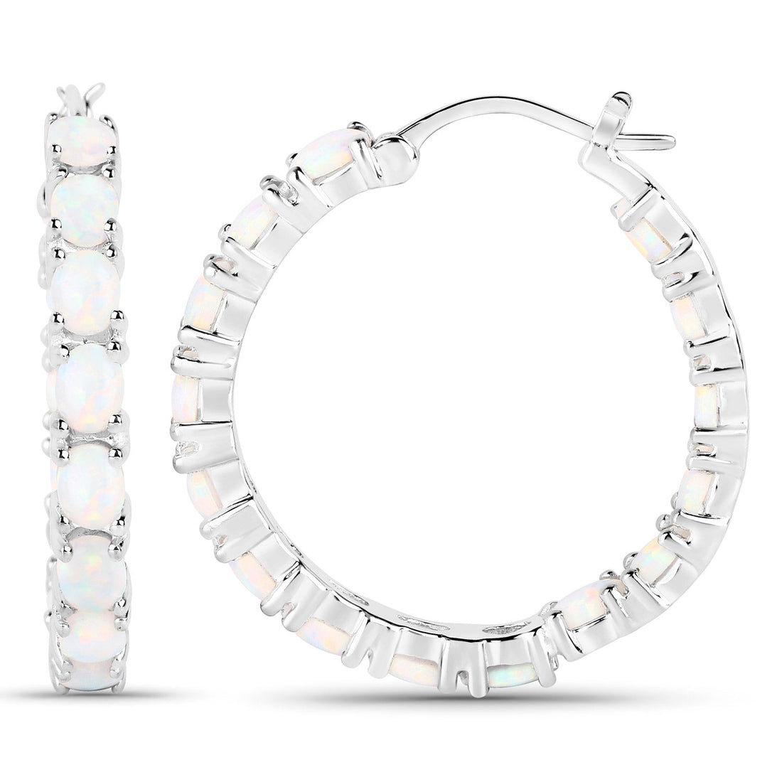 2.05 Carat Genuine Created Opal .925 Sterling Silver Earrings 