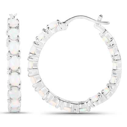 2.05 Carat Genuine Created Opal .925 Sterling Silver Earrings  DestGlow