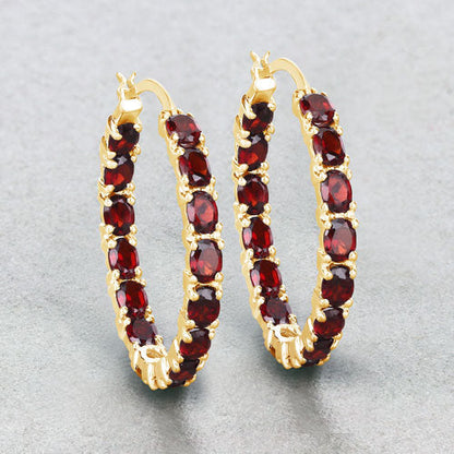 6.00 Carat Genuine Garnet .925 Sterling Silver Earrings  DestGlow