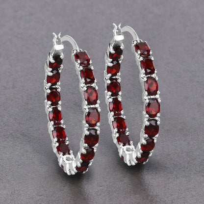 6.00 Carat Genuine Garnet .925 Sterling Silver Earrings  DestGlow