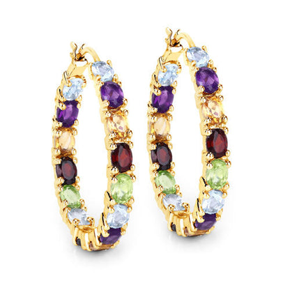 5.44 Carat Genuine Multi Stones .925 Sterling Silver Earrings  DestGlow