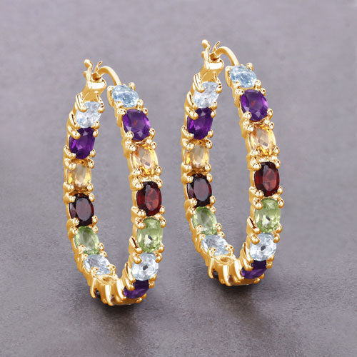 5.44 Carat Genuine Multi Stones .925 Sterling Silver Earrings  DestGlow