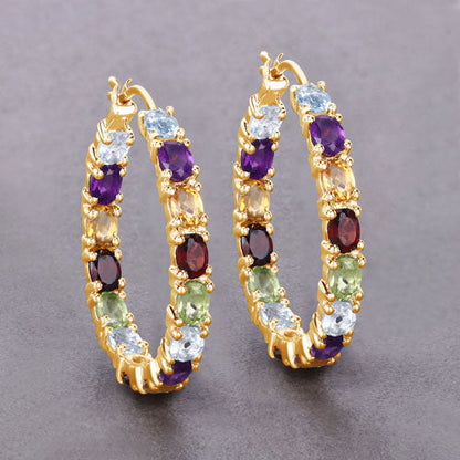 5.44 Carat Genuine Multi Stones .925 Sterling Silver Earrings  DestGlow
