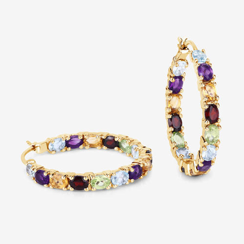 5.44 Carat Genuine Multi Stones .925 Sterling Silver Earrings  DestGlow