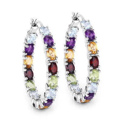 5.44 Carat Genuine Multi Stones .925 Sterling Silver Earrings  DestGlow