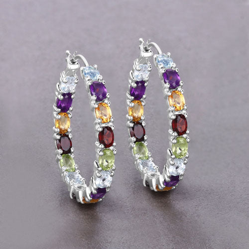 5.44 Carat Genuine Multi Stones .925 Sterling Silver Earrings  DestGlow