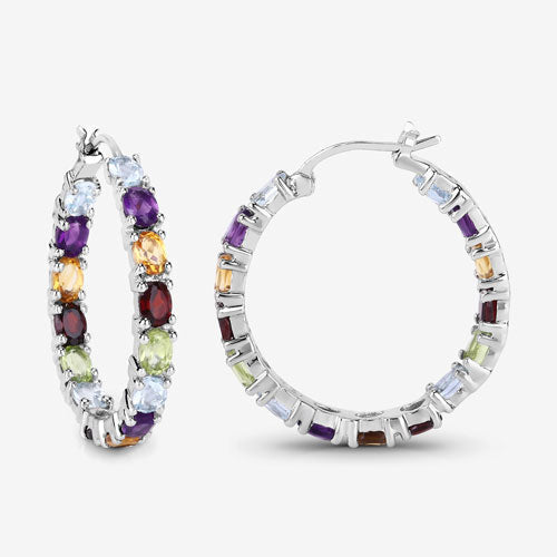 5.44 Carat Genuine Multi Stones .925 Sterling Silver Earrings  DestGlow